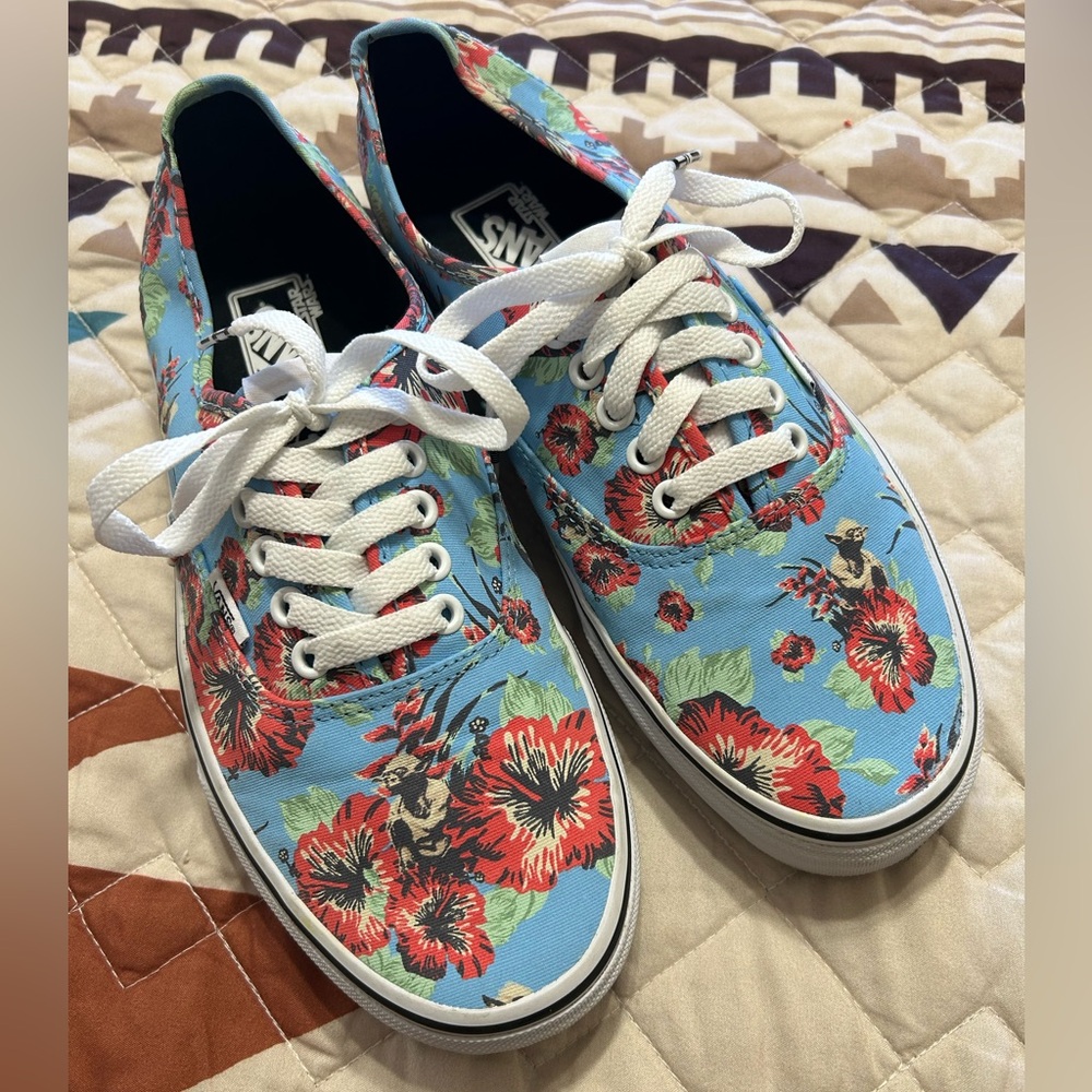 Vans Yoda Star Wars Blue Hawaiian Floral Sneakers New Men 9 Women 10.5